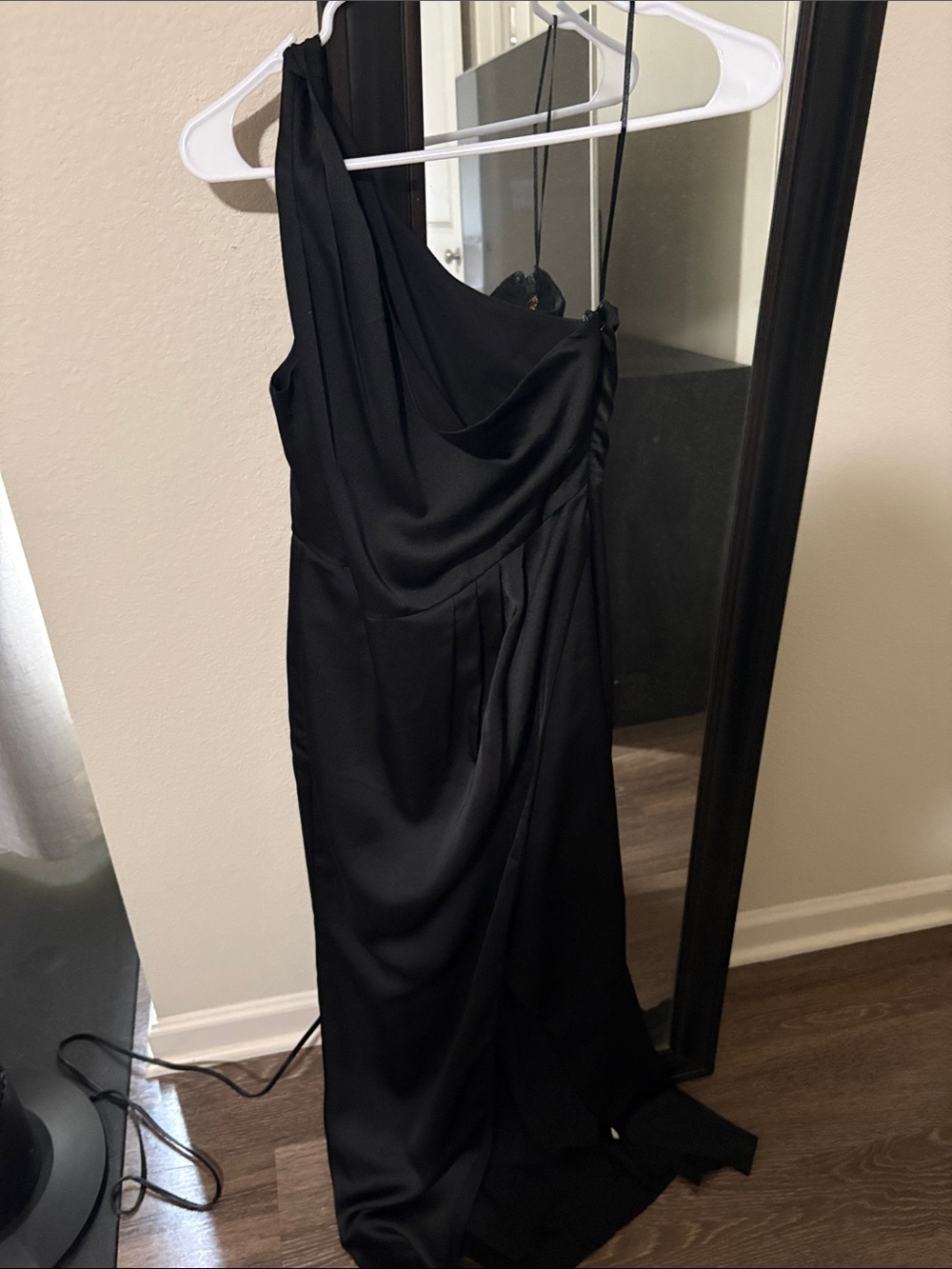 RSVP Black One-Shoulder Midi Dress